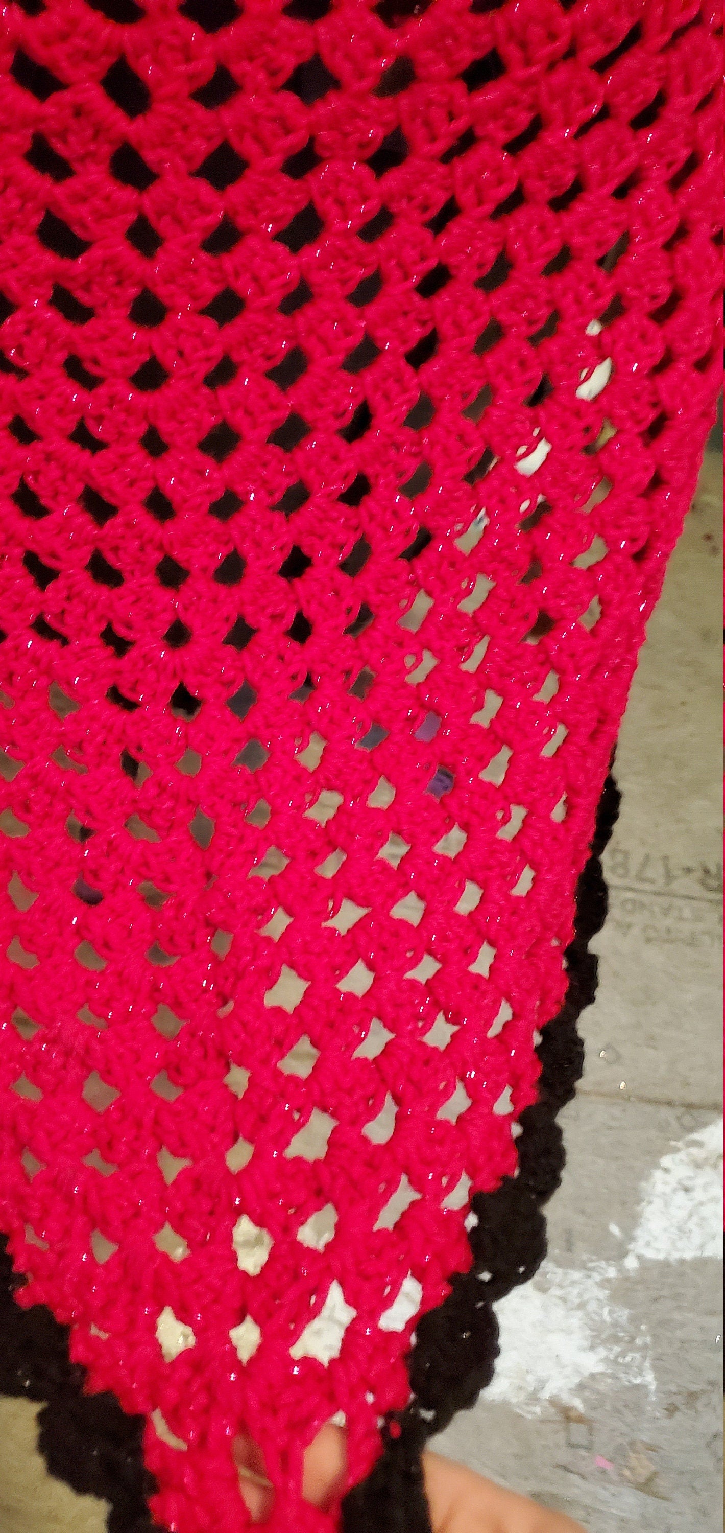 Pink Shawl with black trim