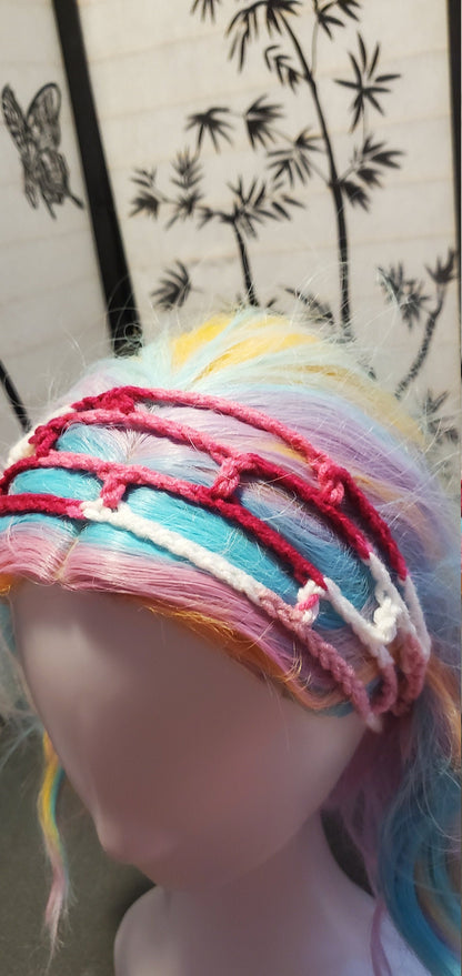 Crochet Headband- Pink and White