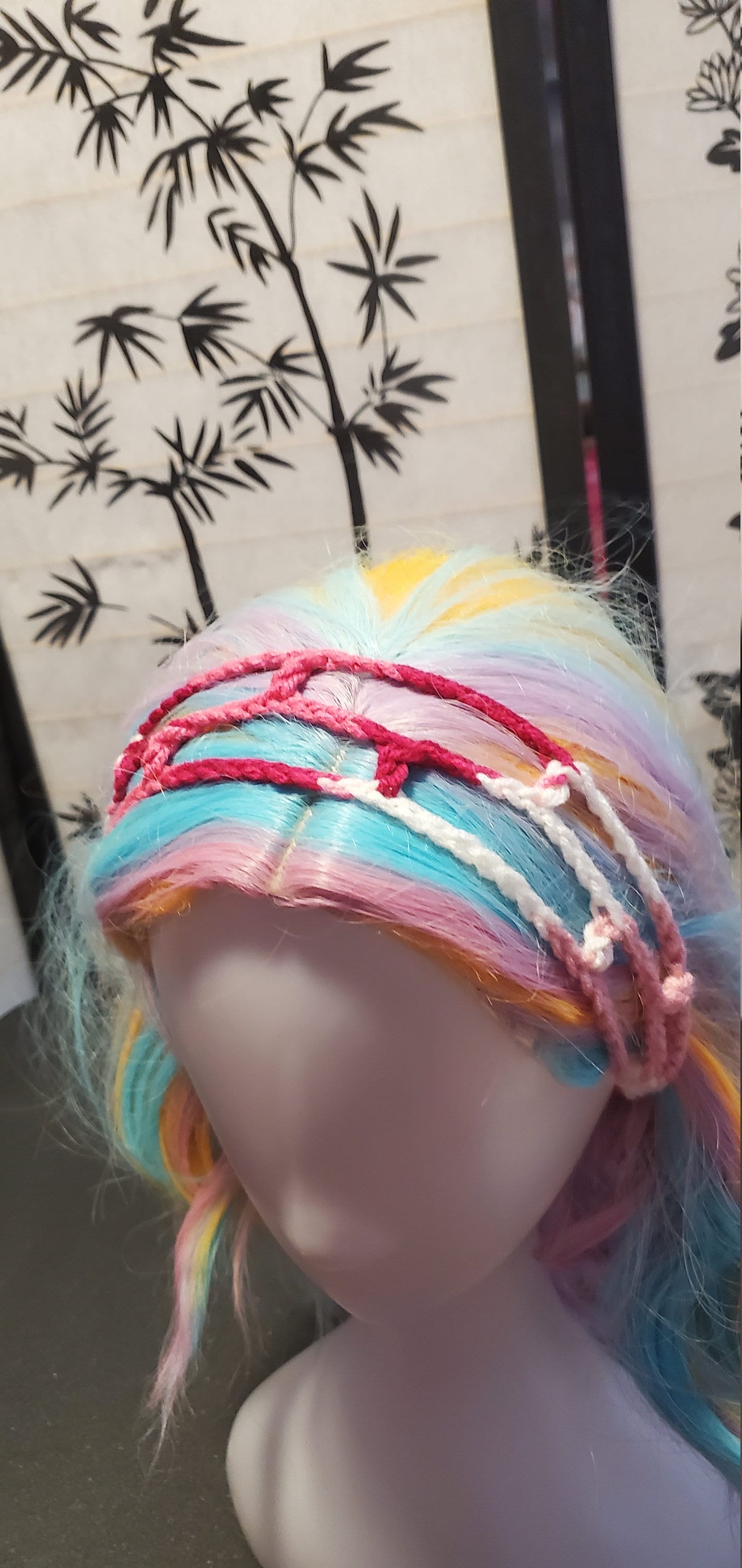 Crochet Headband- Pink and White